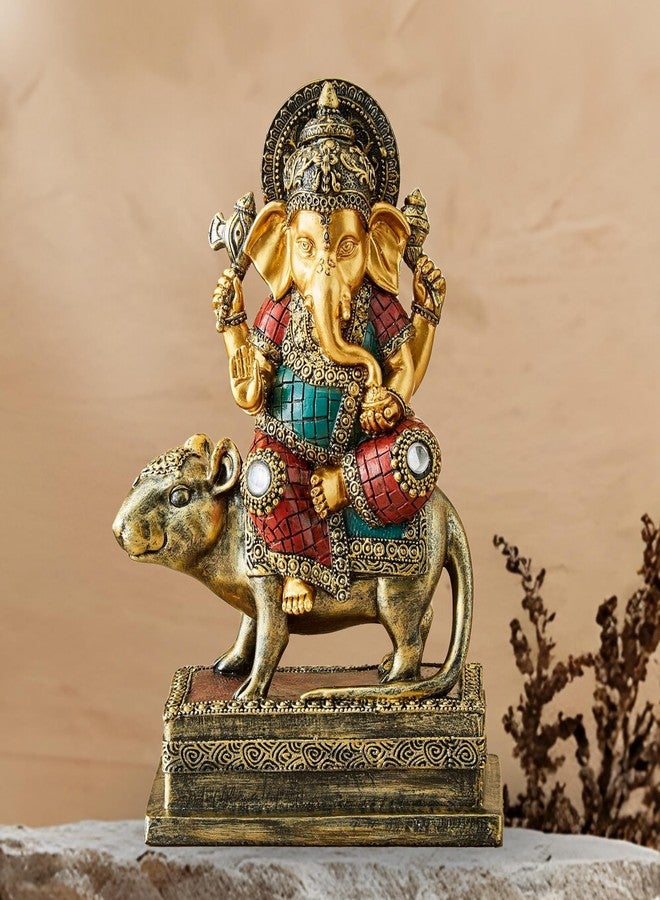 VIVARS Multicolor polyresin Ganesha with mushak Idol for Home Decor - Ganesha Idols for Office or House Warming Gifts - Home Decor Items Gift for House Warming Ceremony - Image 3